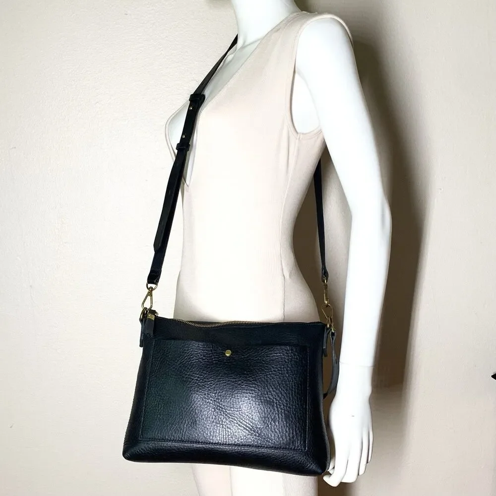 Madewell The Transport Shoulder Crossbody Bag Purse Black Leather NC275 - Picture 2 of 12